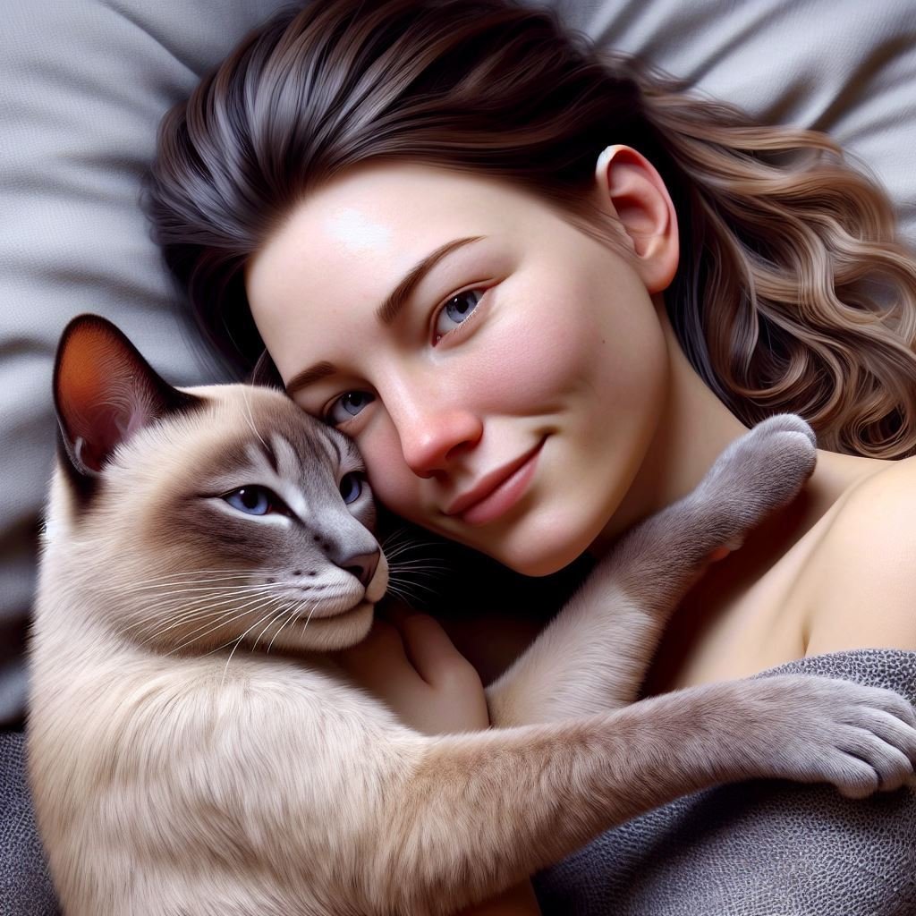 sarah and her siamese cat